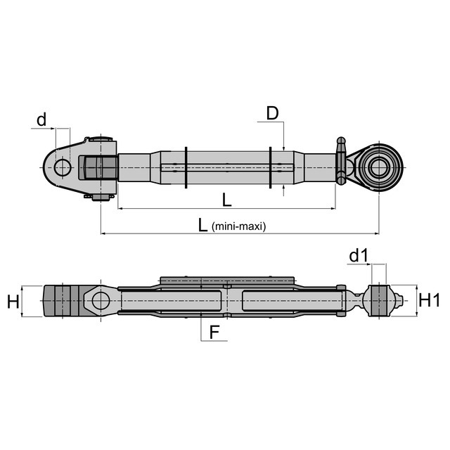 Barre de Poussee Mecanique Chape-rotule LG 620-860 CAT CNH référence fournisseur 208212